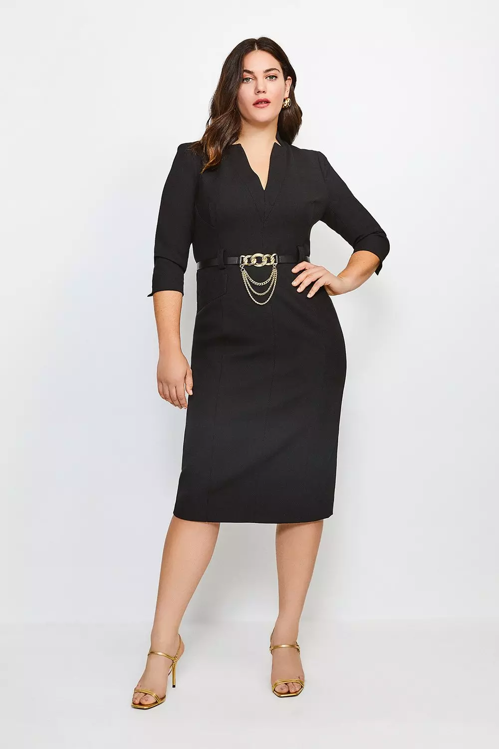 Karen millen forever belted sheath clearance dress