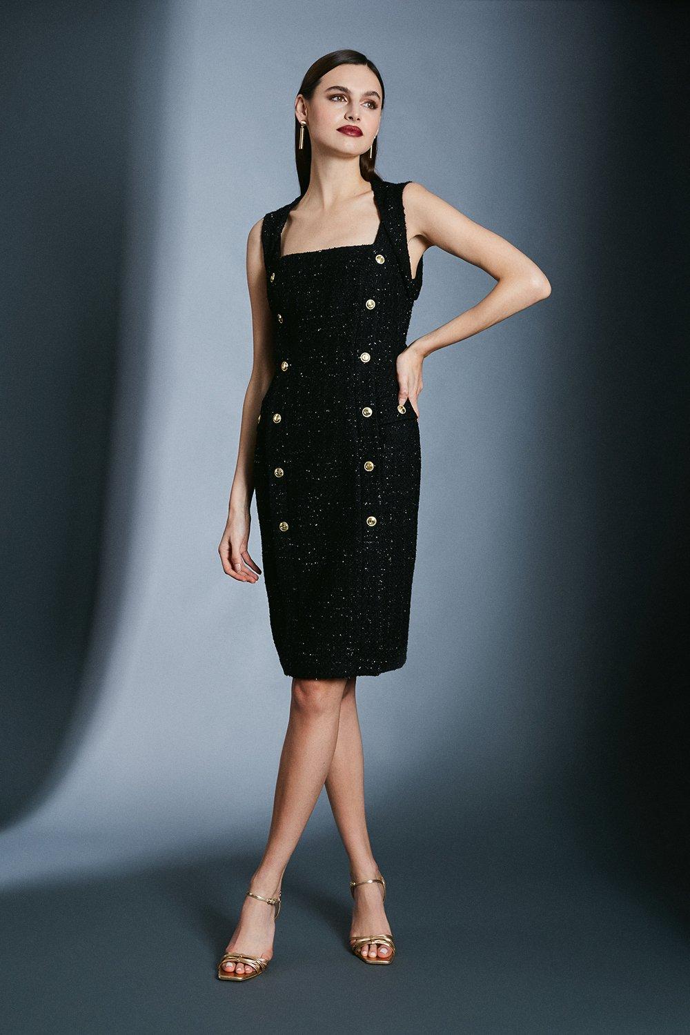 Sparkle Tweed Pencil Dress Karen Millen