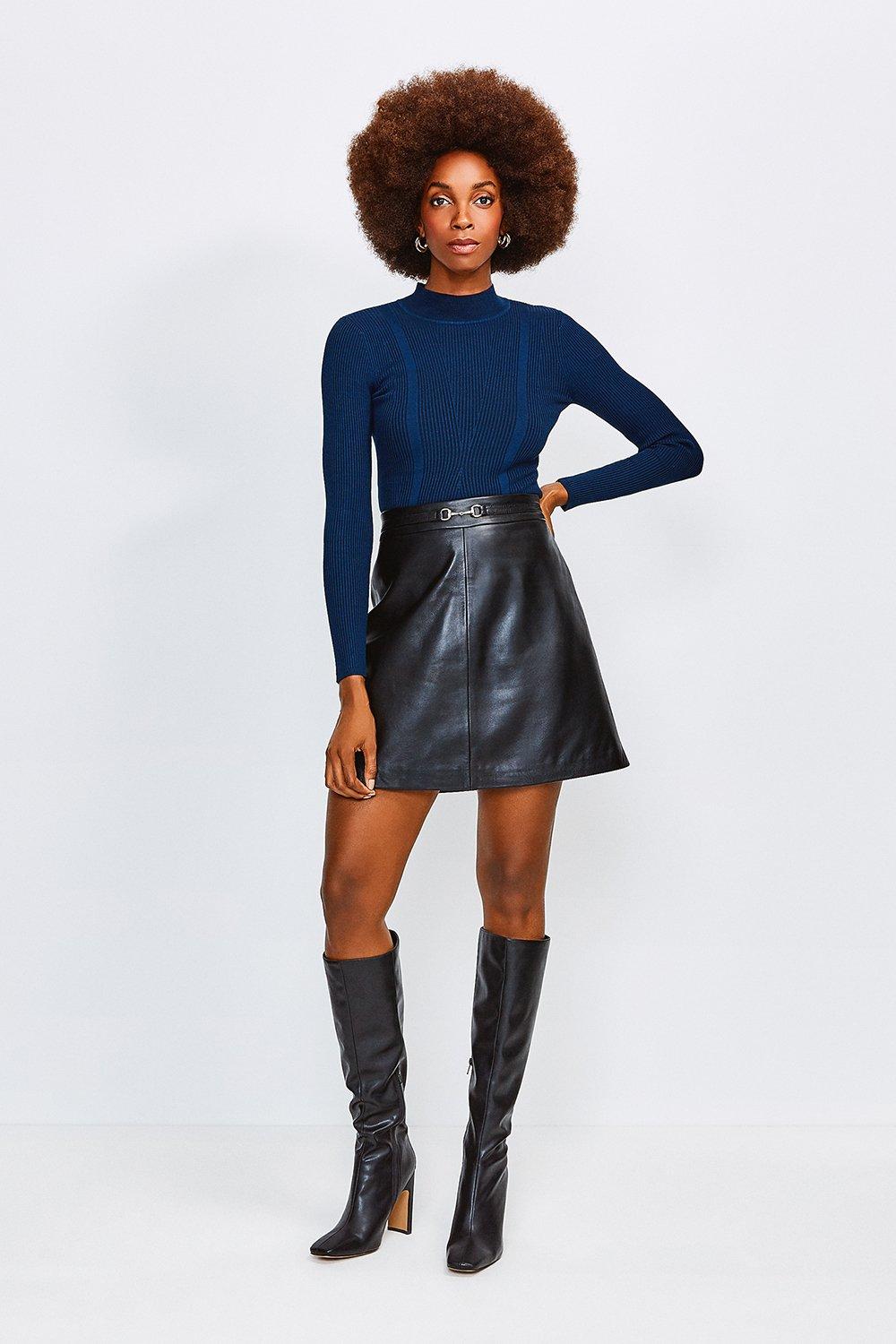 karen millen leather mini skirt