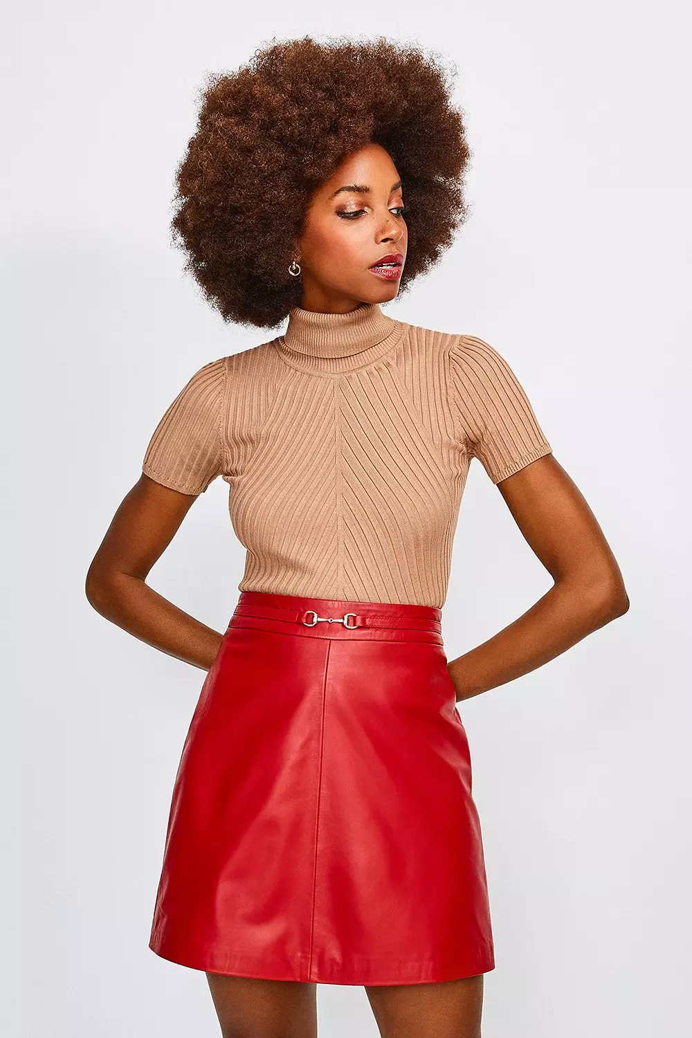 Karen millen 2025 red leather skirt