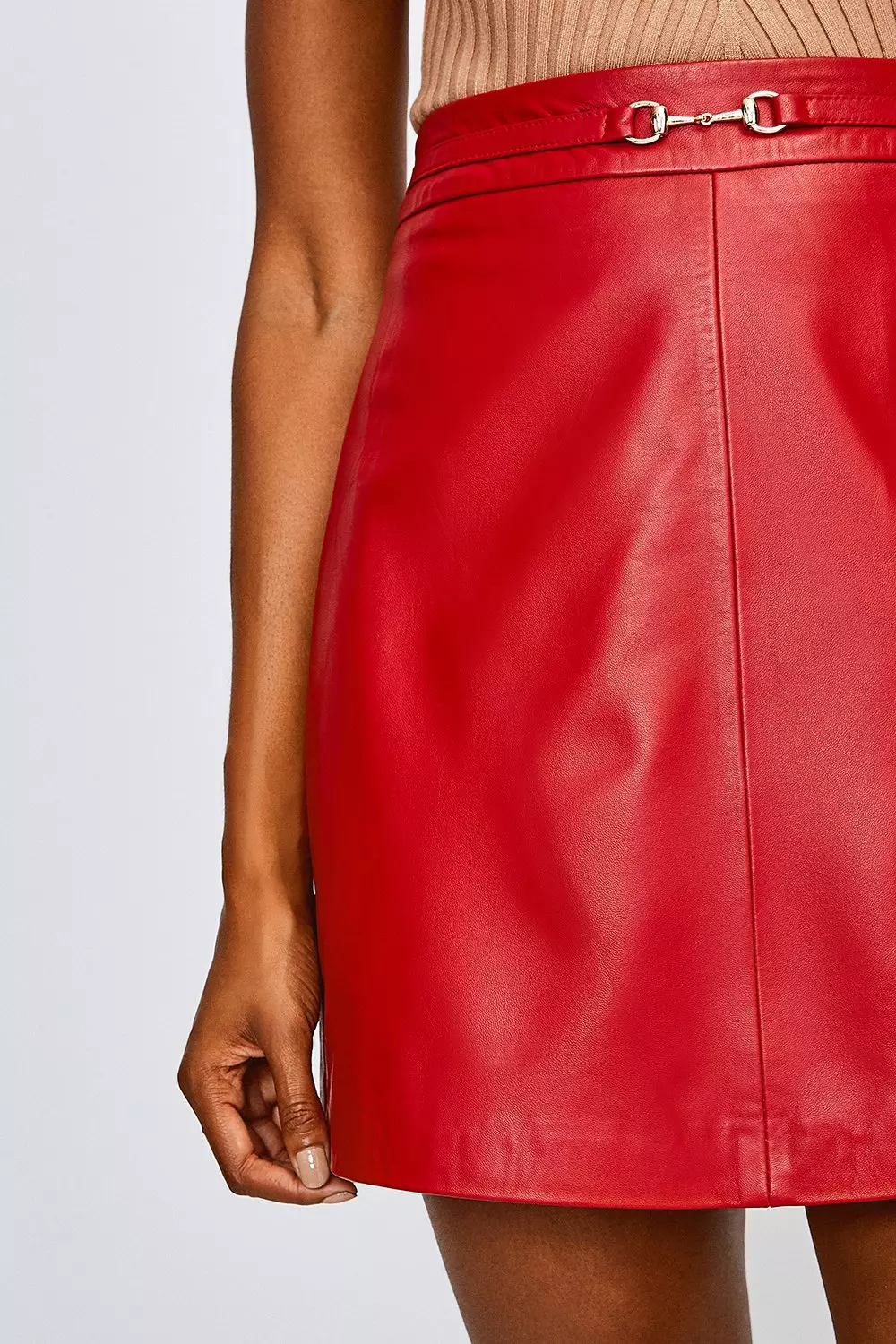 Karen millen 2025 red leather skirt