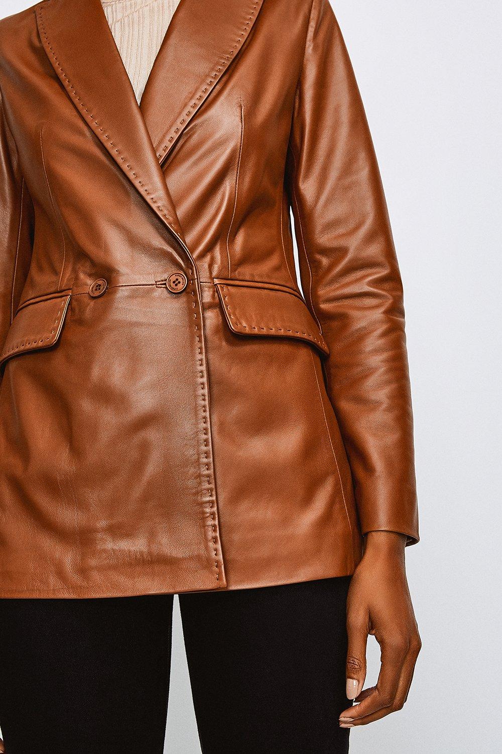 leather fitted blazer