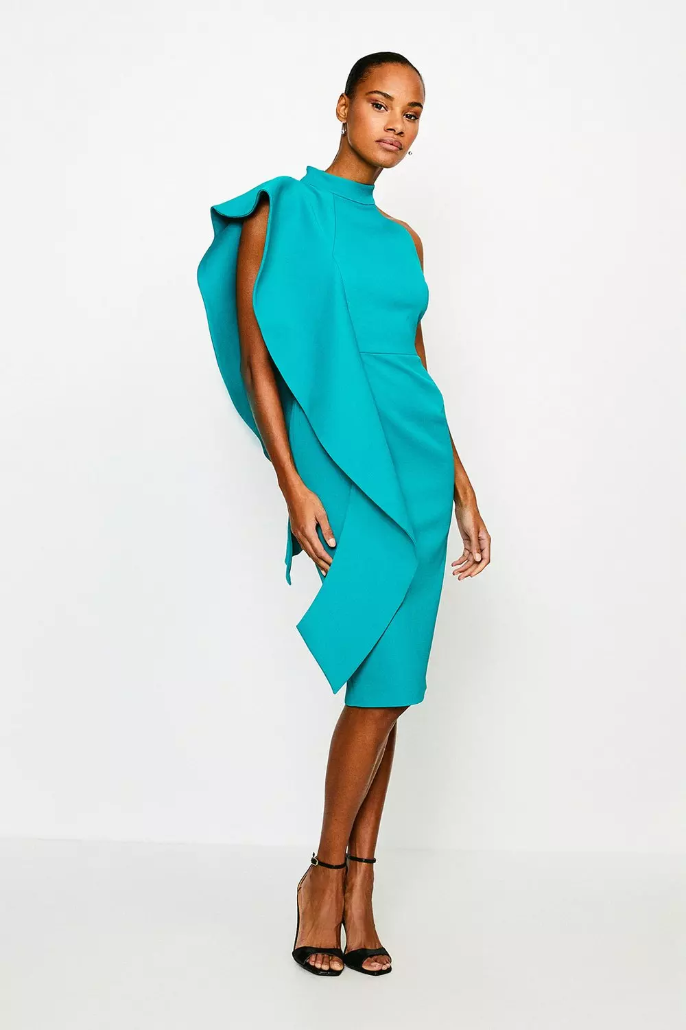 Scuba frilled hot sale midi dress