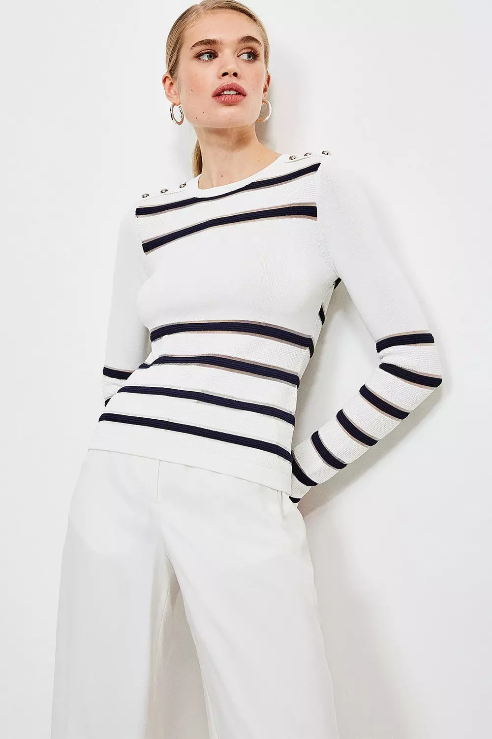 Nautical Sheer Stripe Knit Sweater Karen Millen