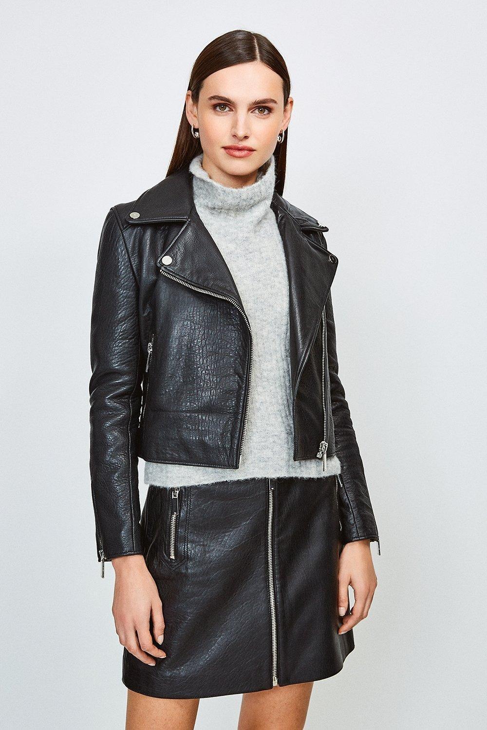 karen millen black leather jacket