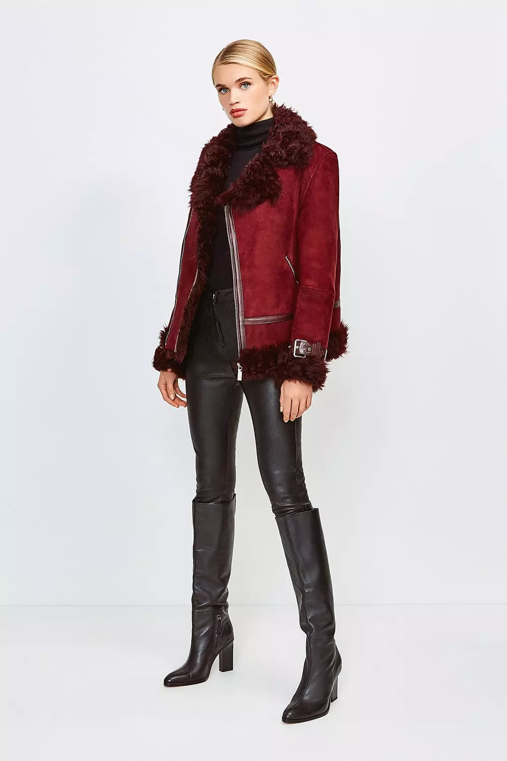 Karen millen shearling on sale coat