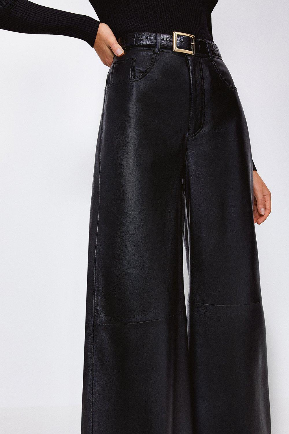 wide leather trousers