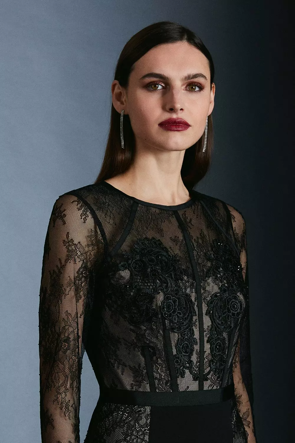 Long sleeve 2024 embroidered midi dress