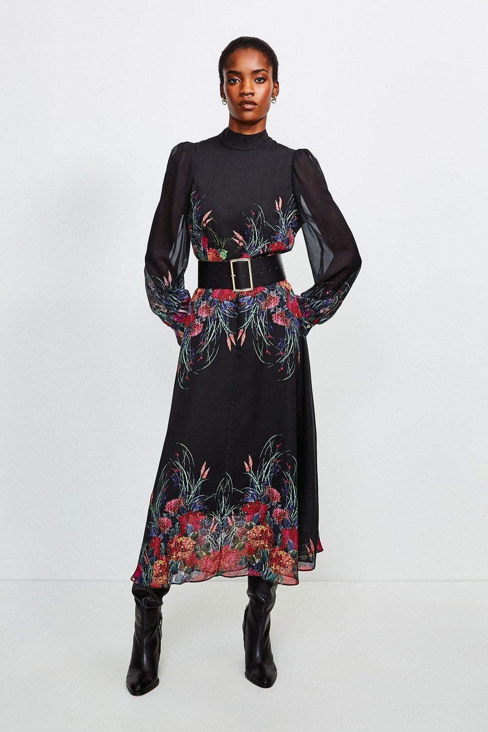 Bold Floral Midi Dress Karen Millen