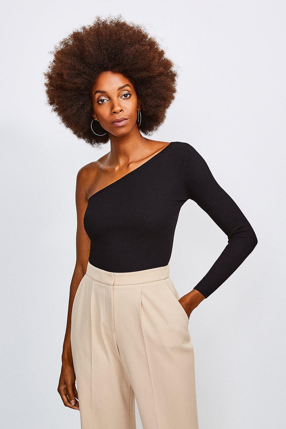 One Shoulder Knitted Top | Karen Millen