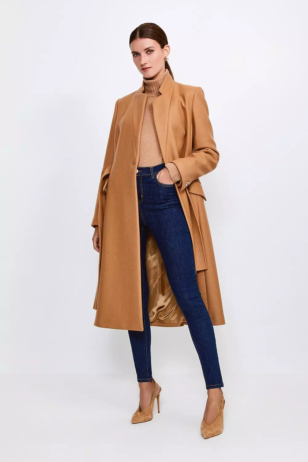 Notch Neck Single Breasted Tailored Coat