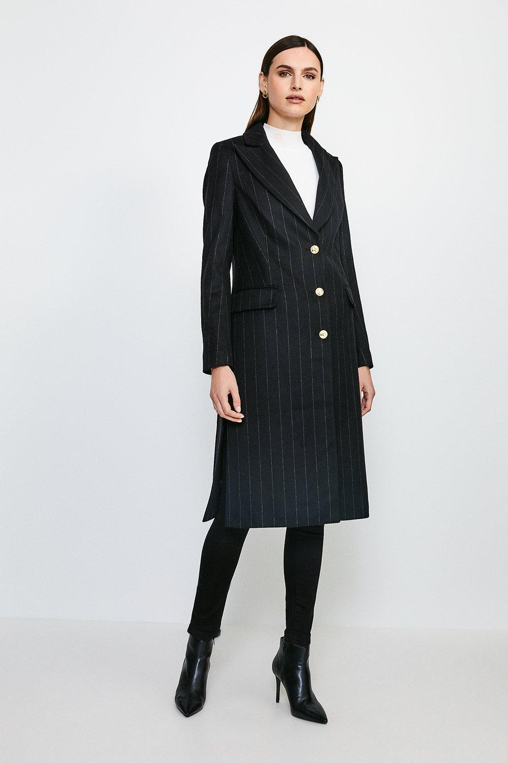 pinstripe overcoat