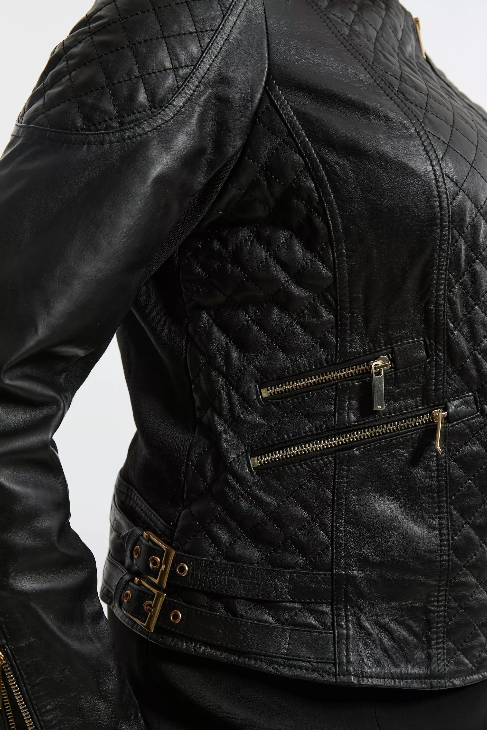 Faux Leather Quilted Jacket