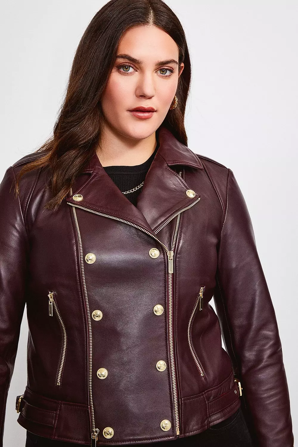 plus size red faux leather jacket