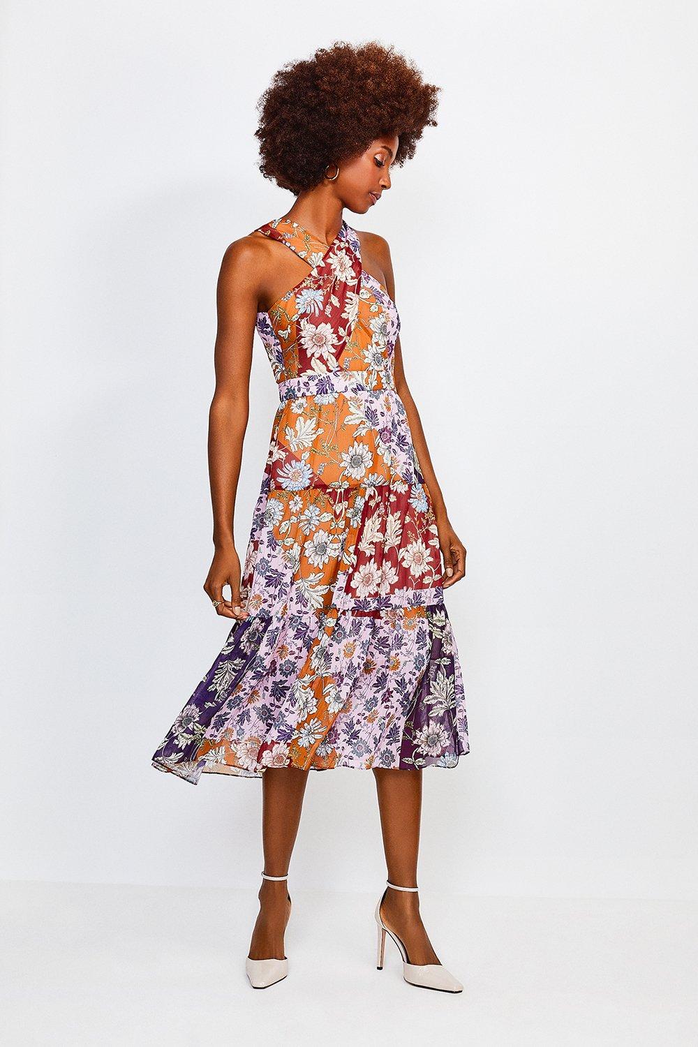 floral halter midi dress