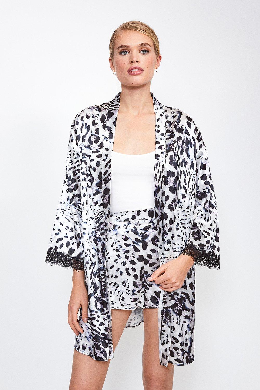 animal print kimono dress