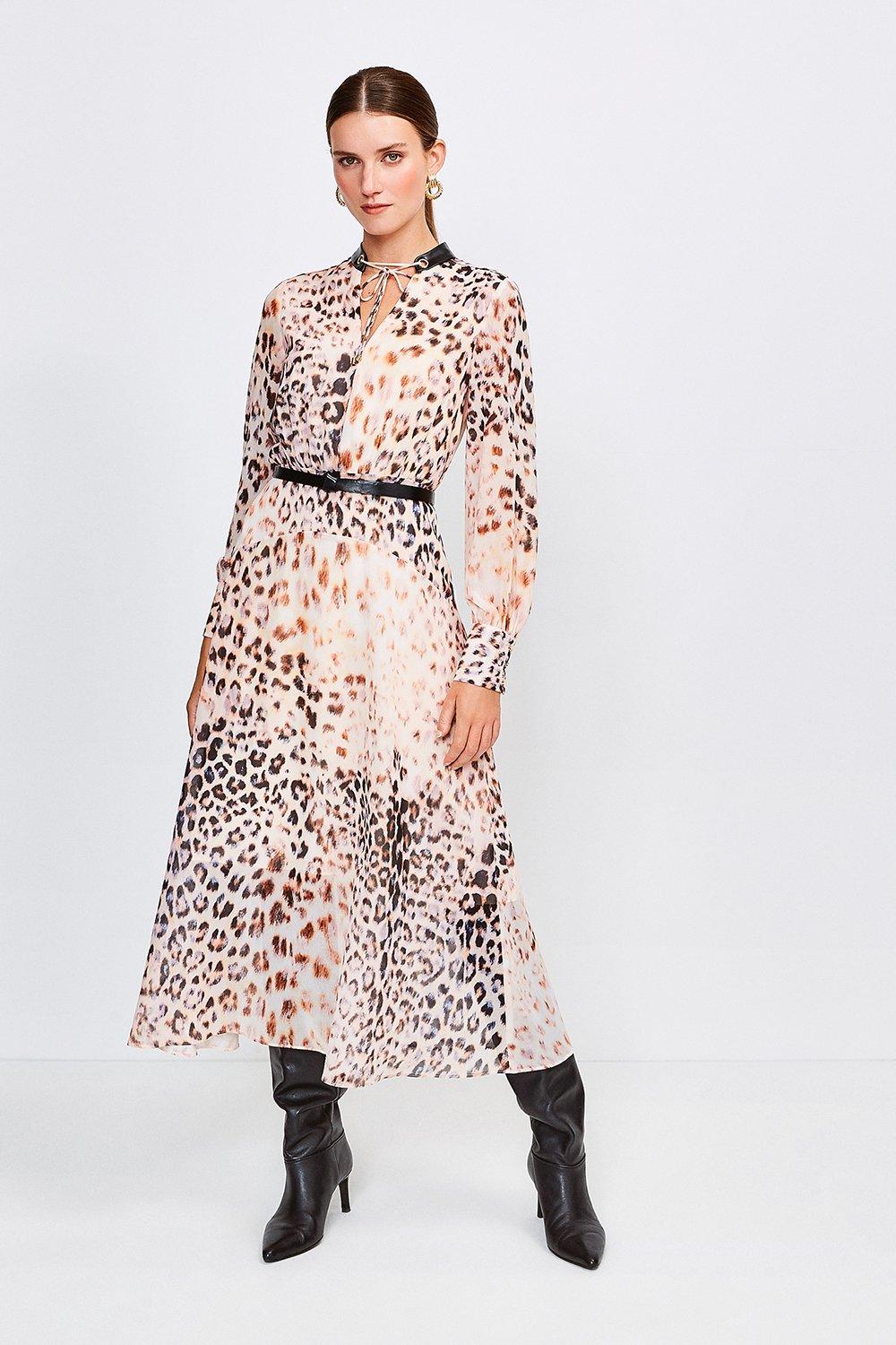 karen millen leopard midi dress