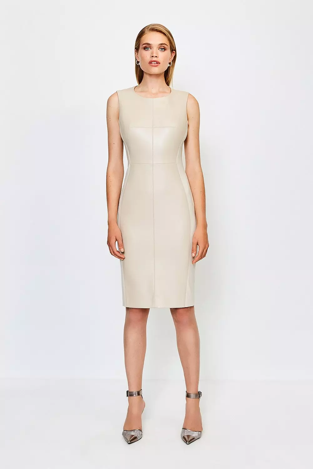 Faux Leather Panelled Dress | Karen Millen