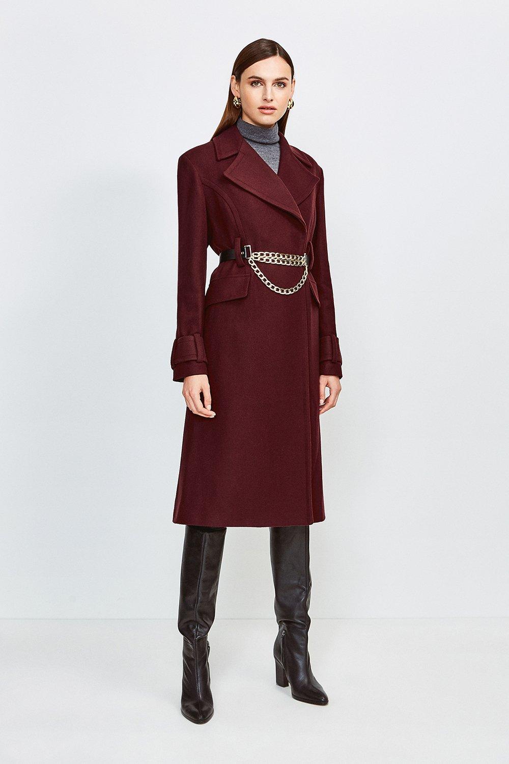 Chunky Chain Wool Coat | Karen Millen