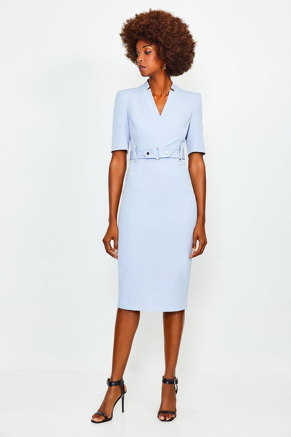 karen millen blue pencil dress