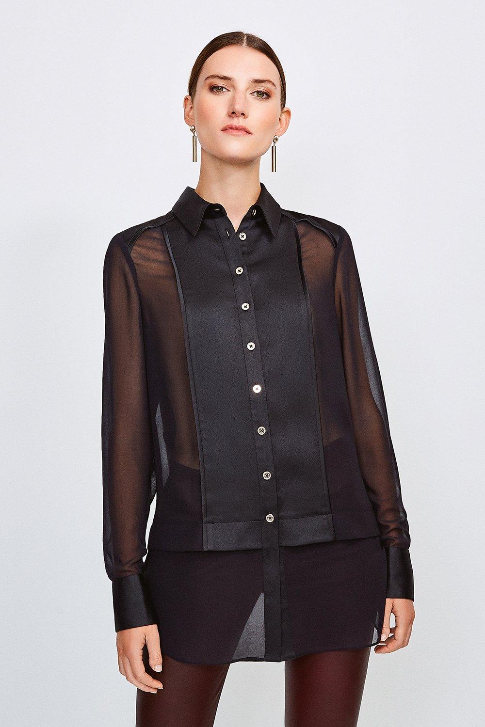 Sheer and Opaque Shirt | Karen Millen