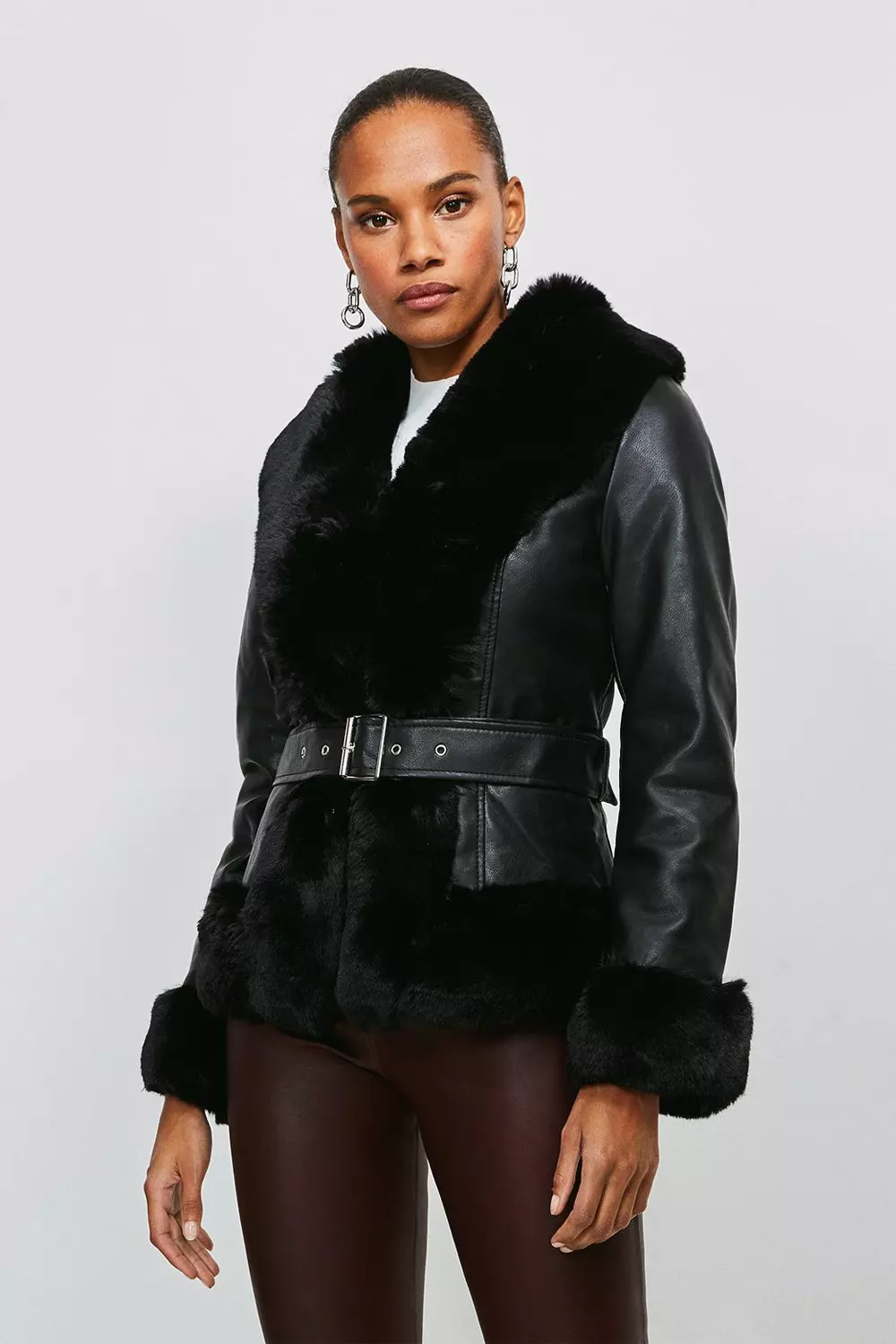 Womens faux 2025 fur leather jackets