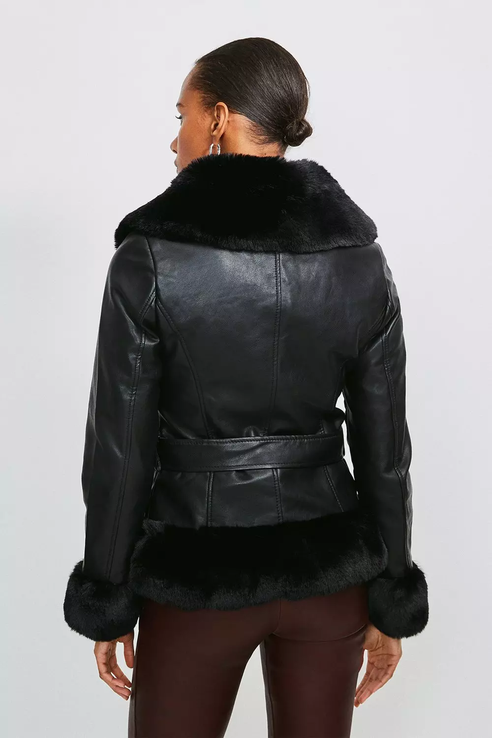 FAUX LEATHER JACKET - Black