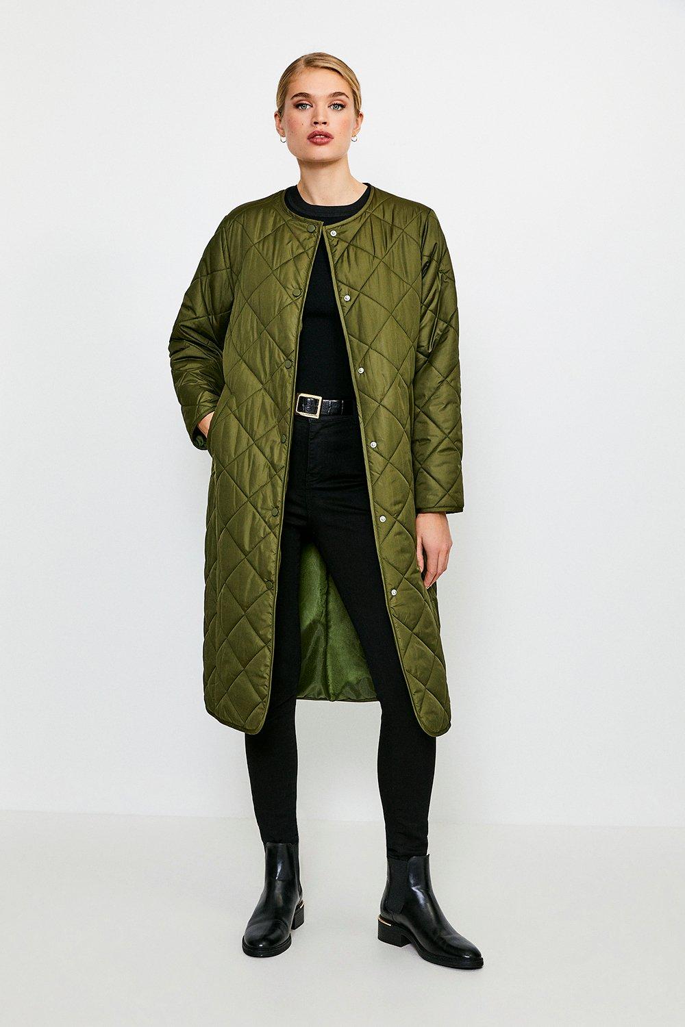 Lightweight Longline Quilted Coat Karen Millen