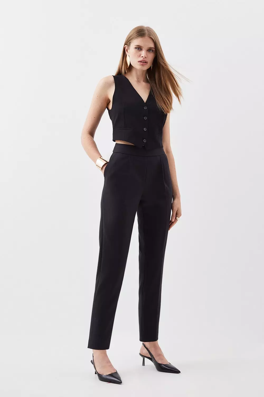 Petite Tailored Compact Stretch Slim Leg Dress Pants