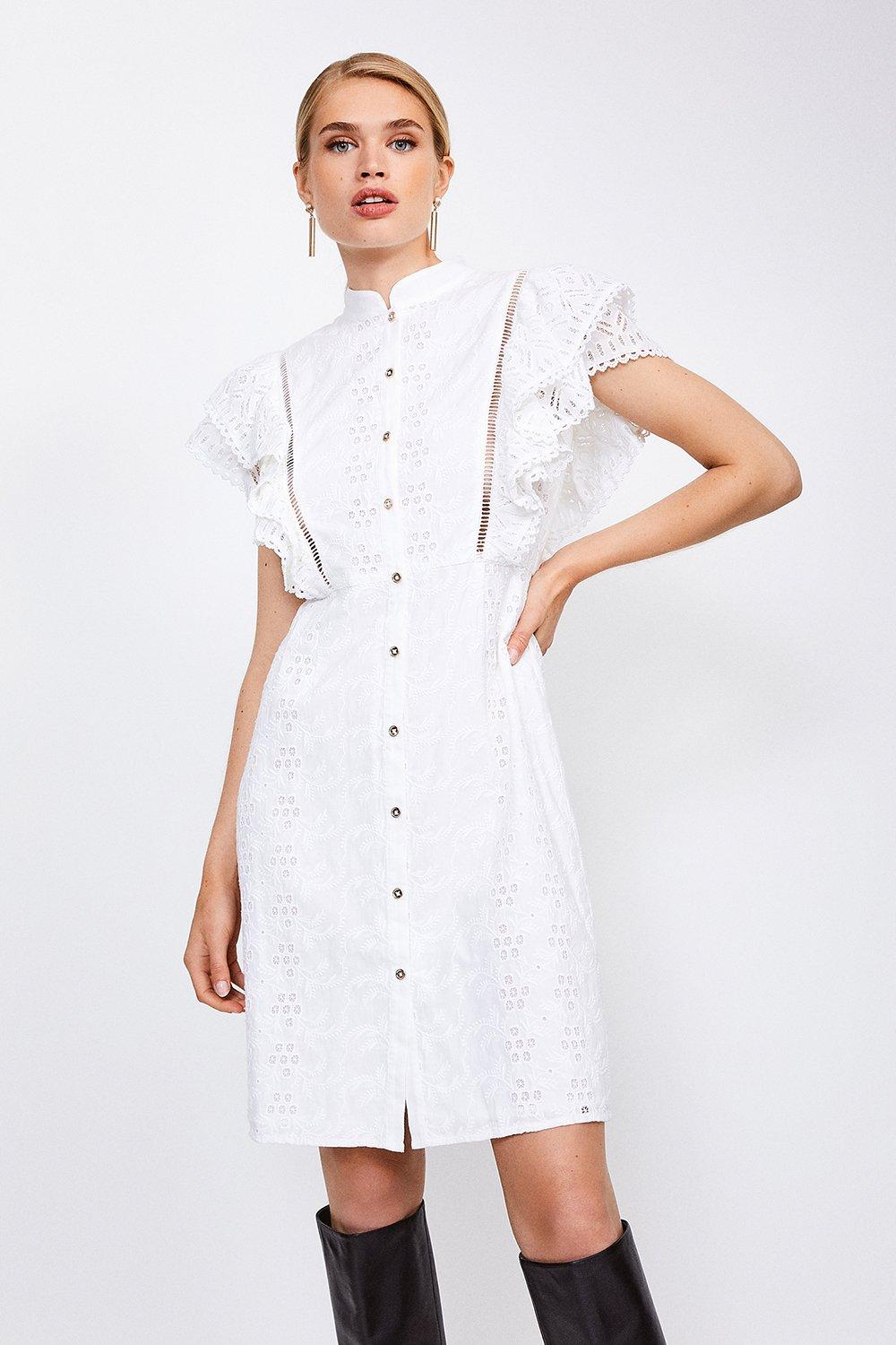 karen millen white broderie dress