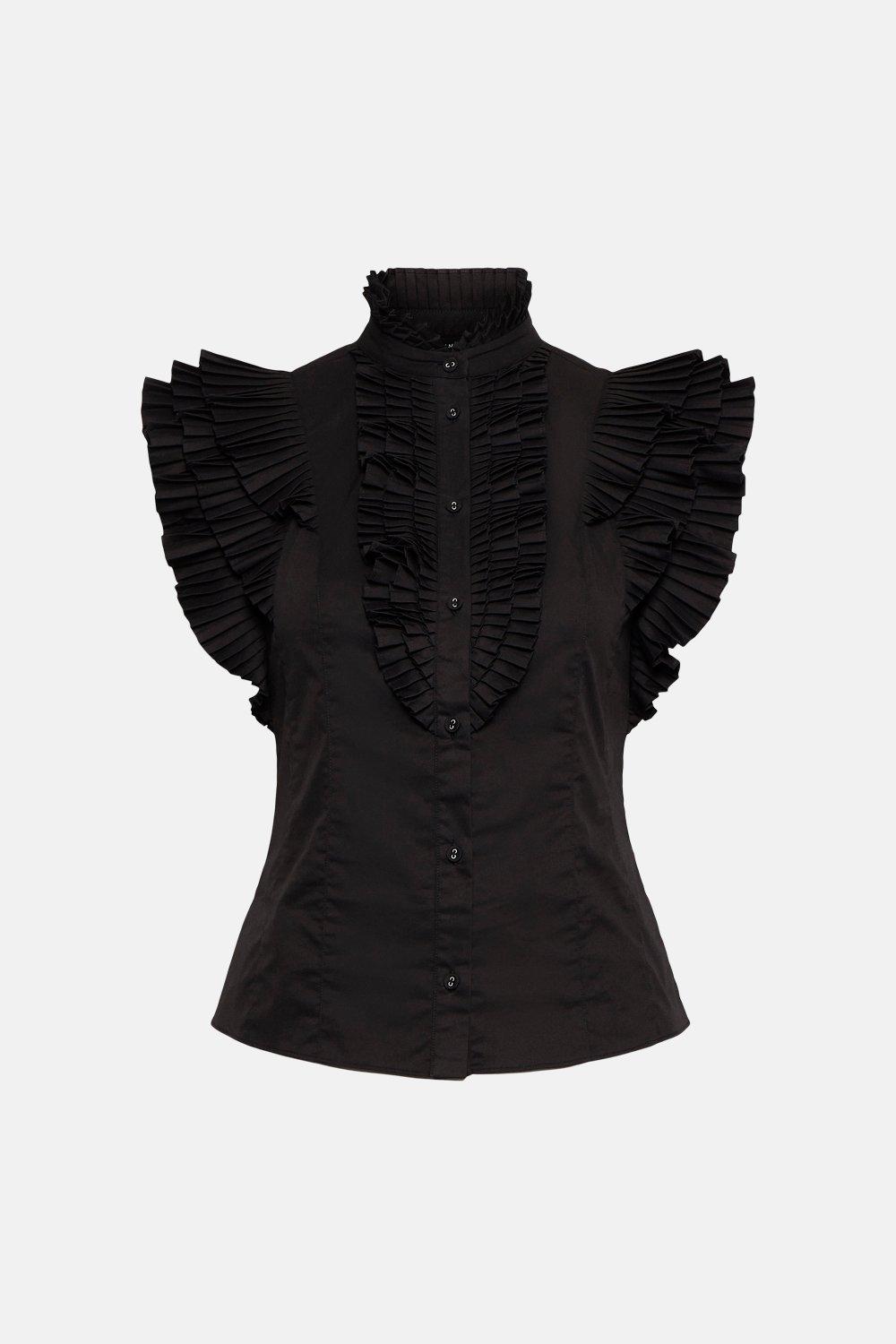 black frilly blouse