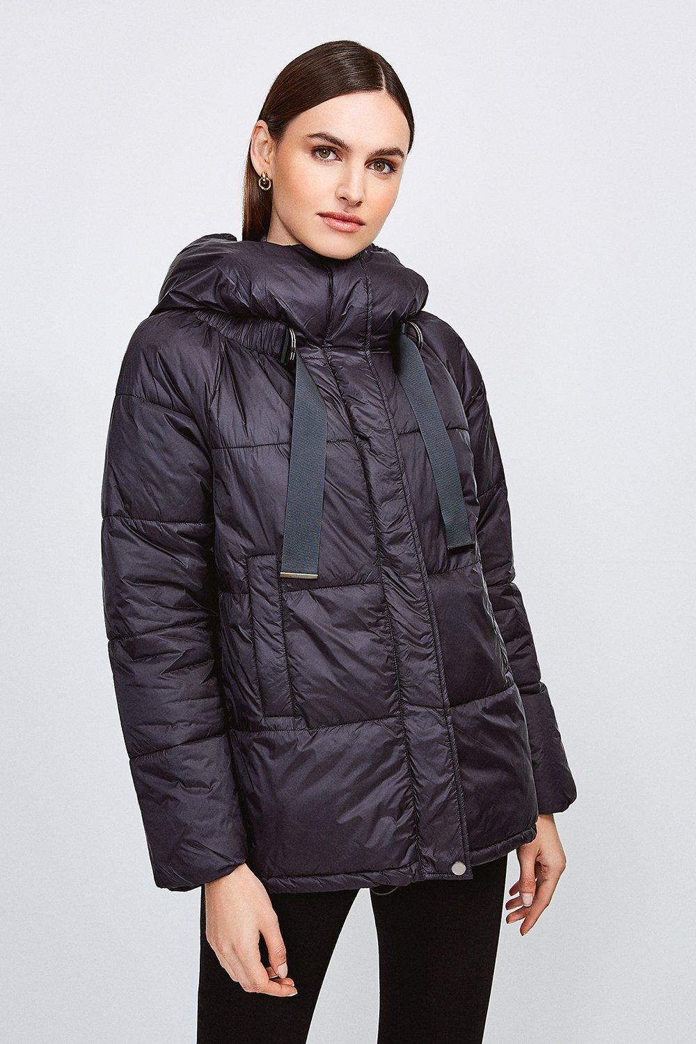 karen millen padded hooded coat