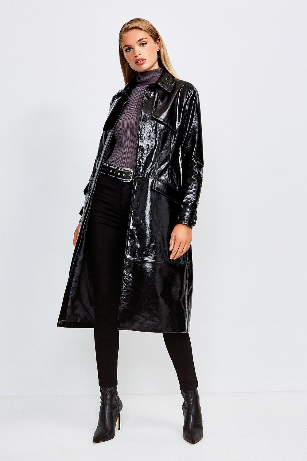 High Shine Leather Mac | Karen Millen