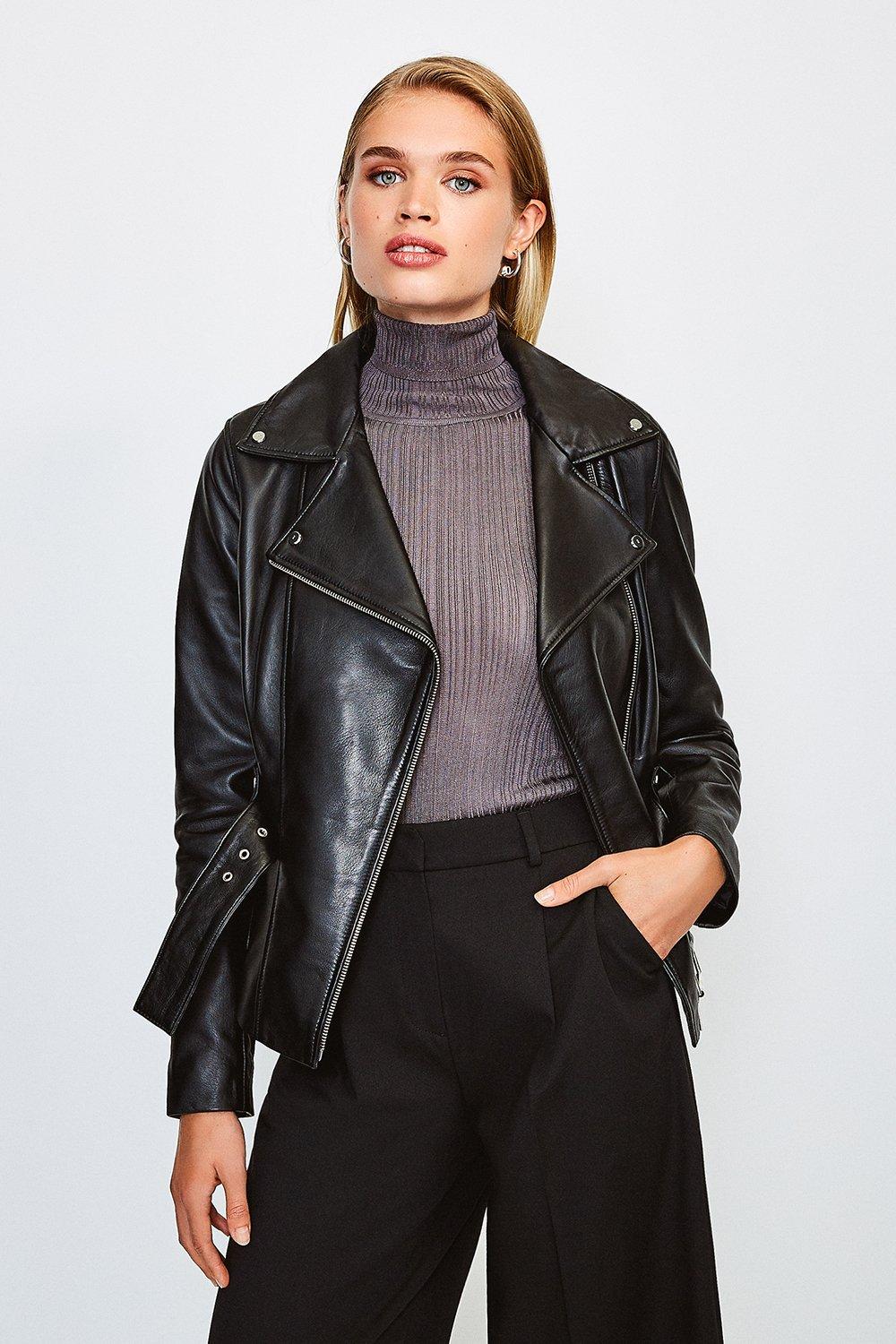 Leather Belted Jacket | Karen Millen