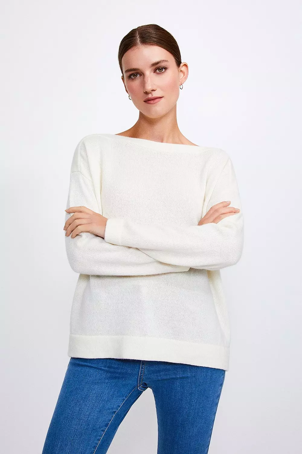 White slash neck discount jumper