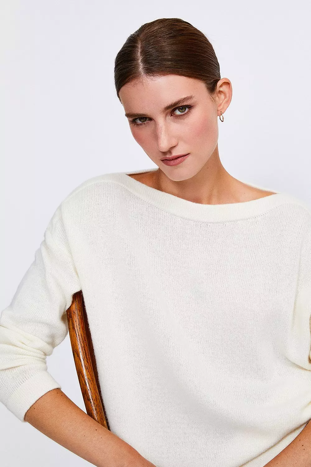 Cream slash hotsell neck jumper