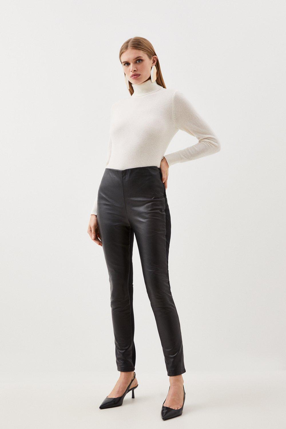 Black Leather-Look Ponte Leggings