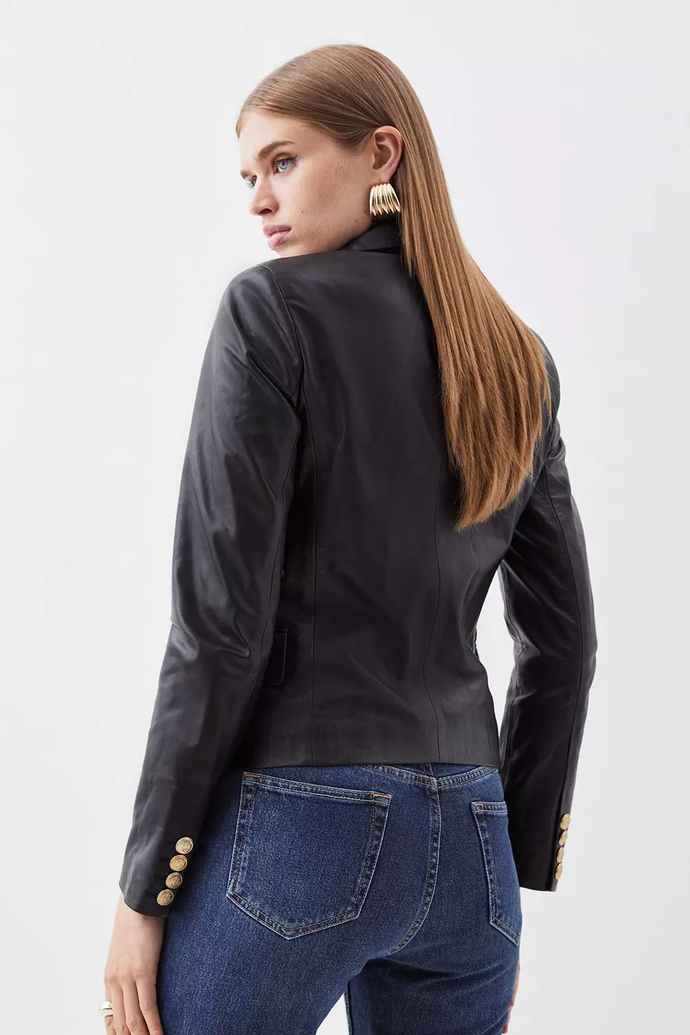 Karen millen fitted leather on sale jacket