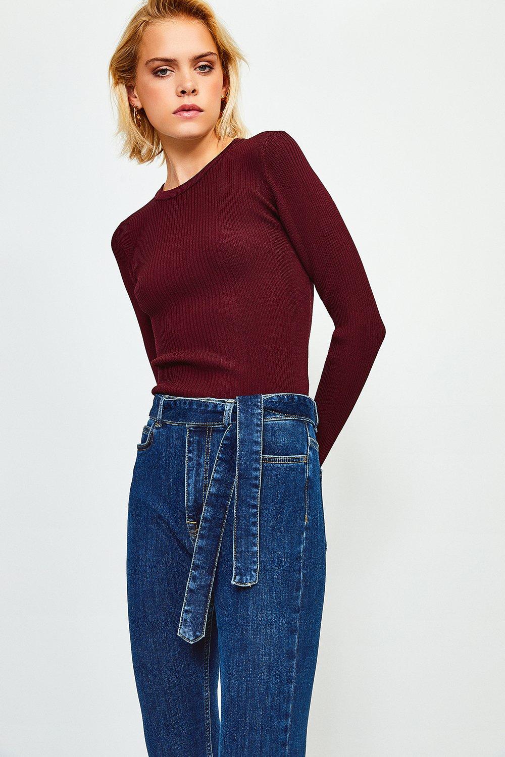 high waisted belt jeans