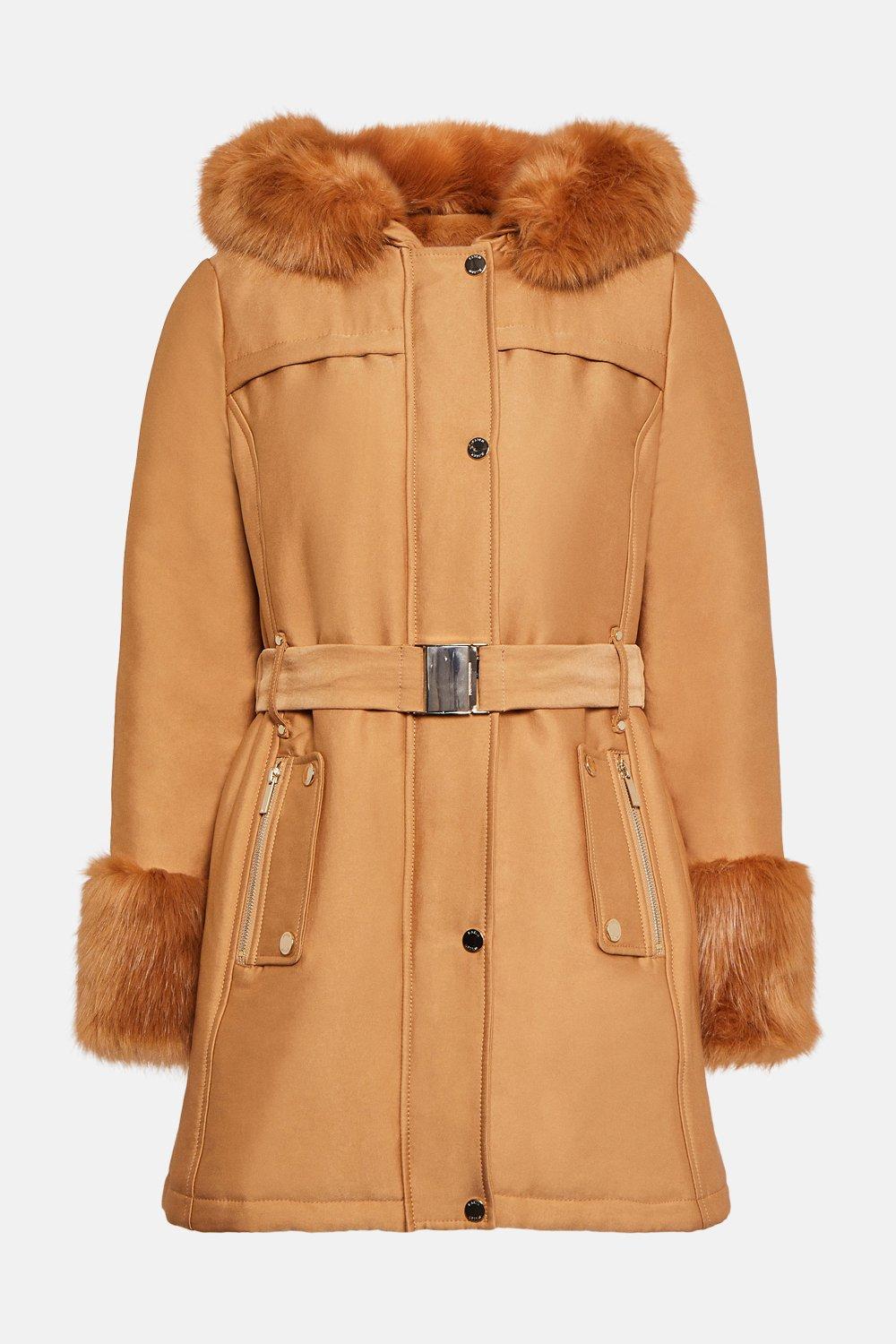 faux fur lined parka coat