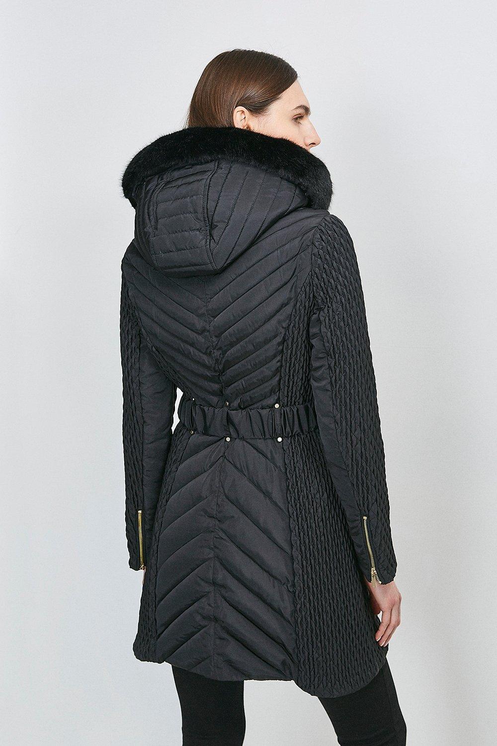 longline quilted coat karen millen