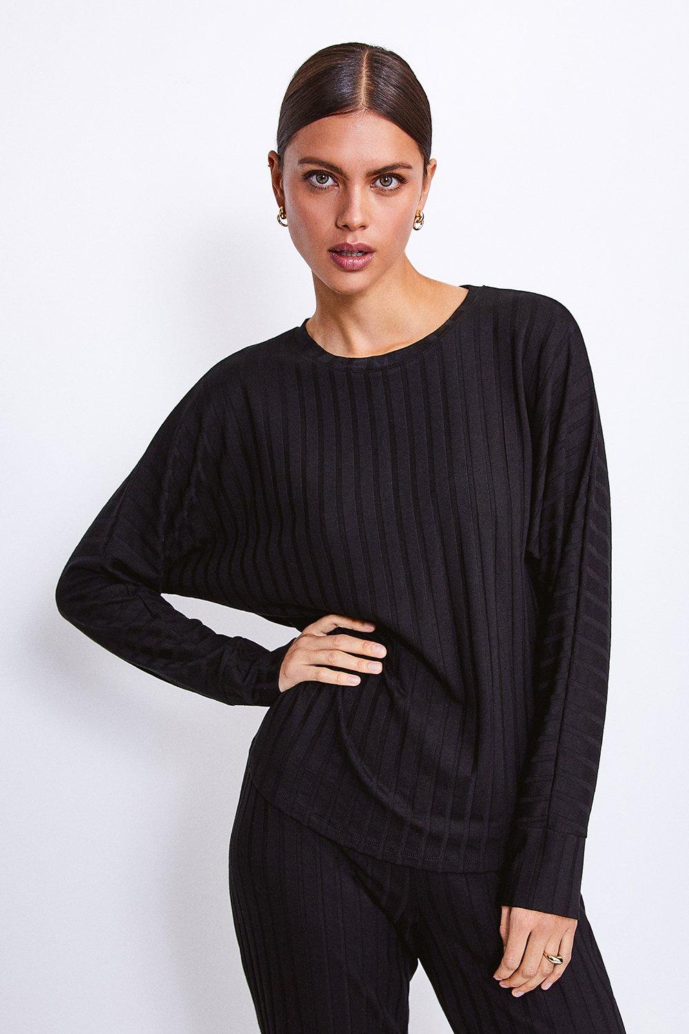 black round neck long sleeve top