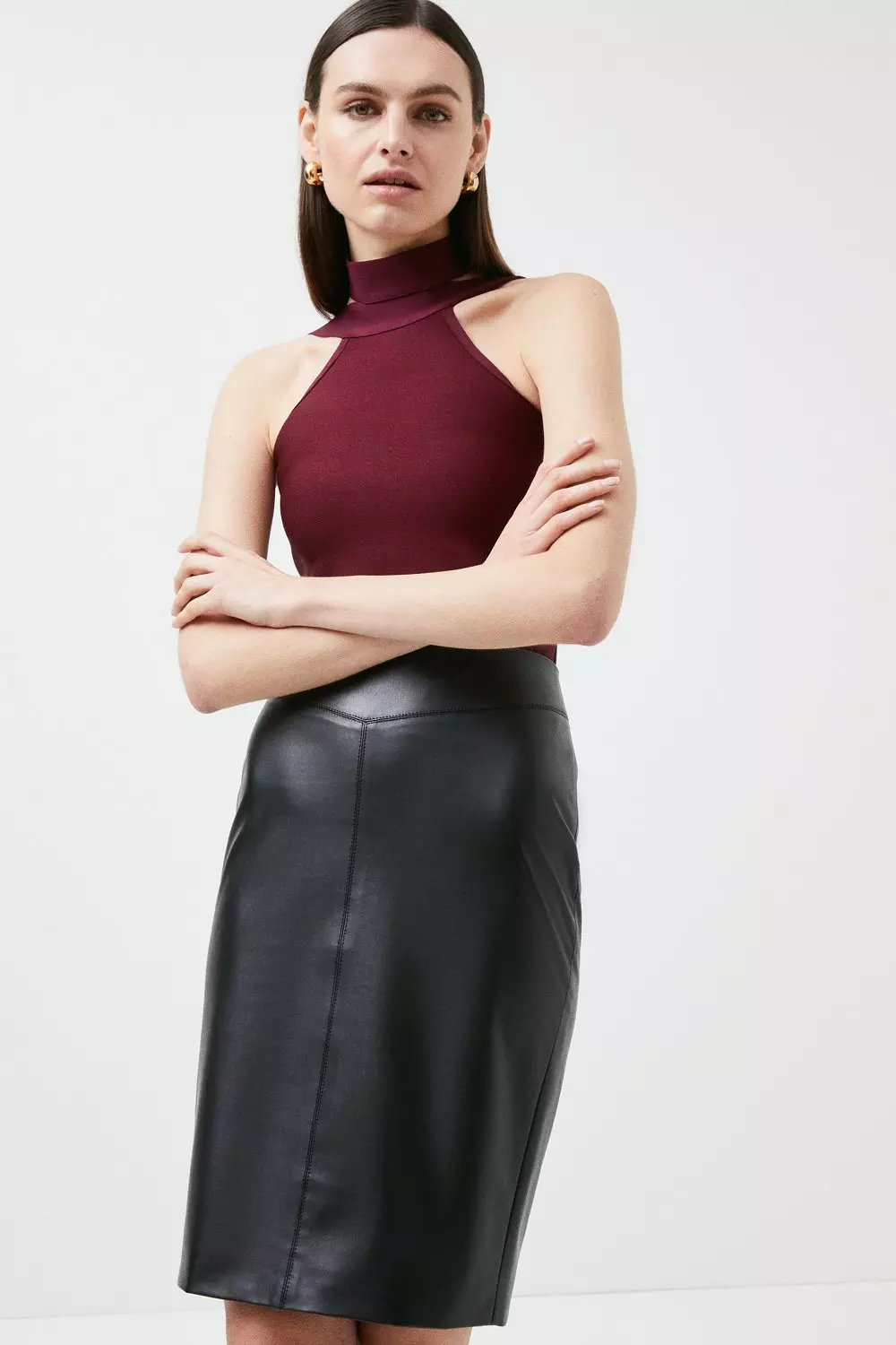 Karen millen sale leather pencil skirt