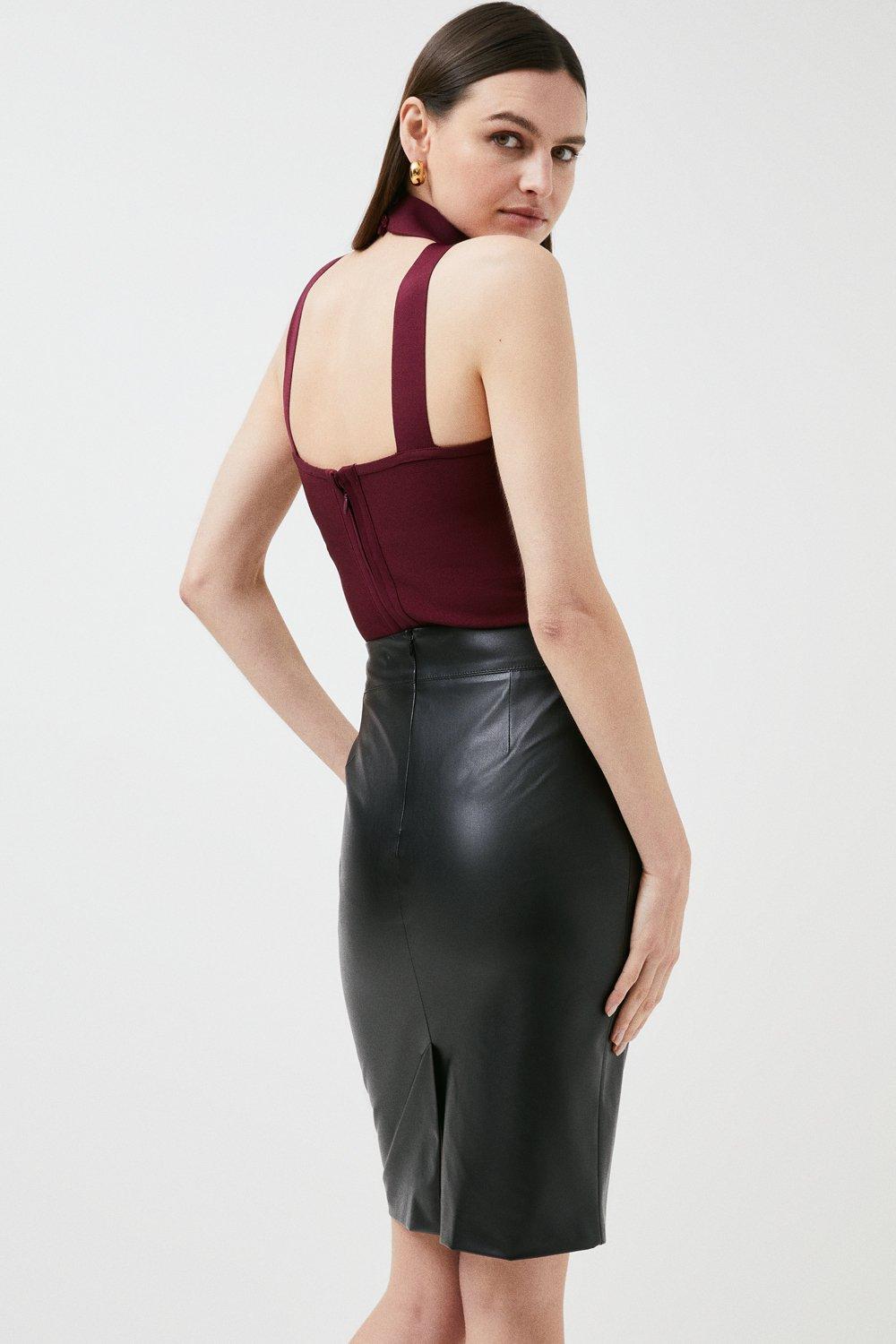 karen millen faux leather mini skirt