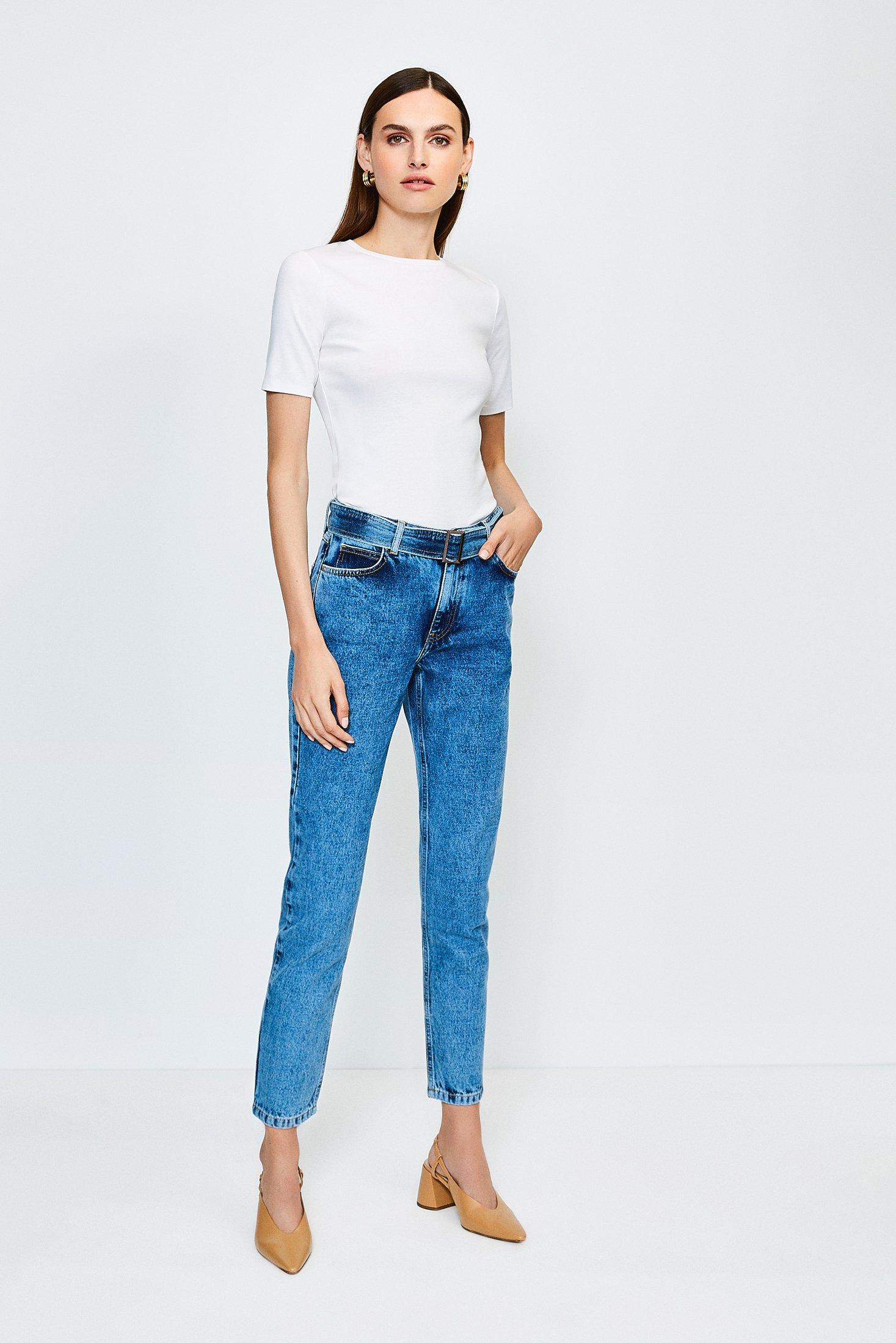 high waisted belt jeans