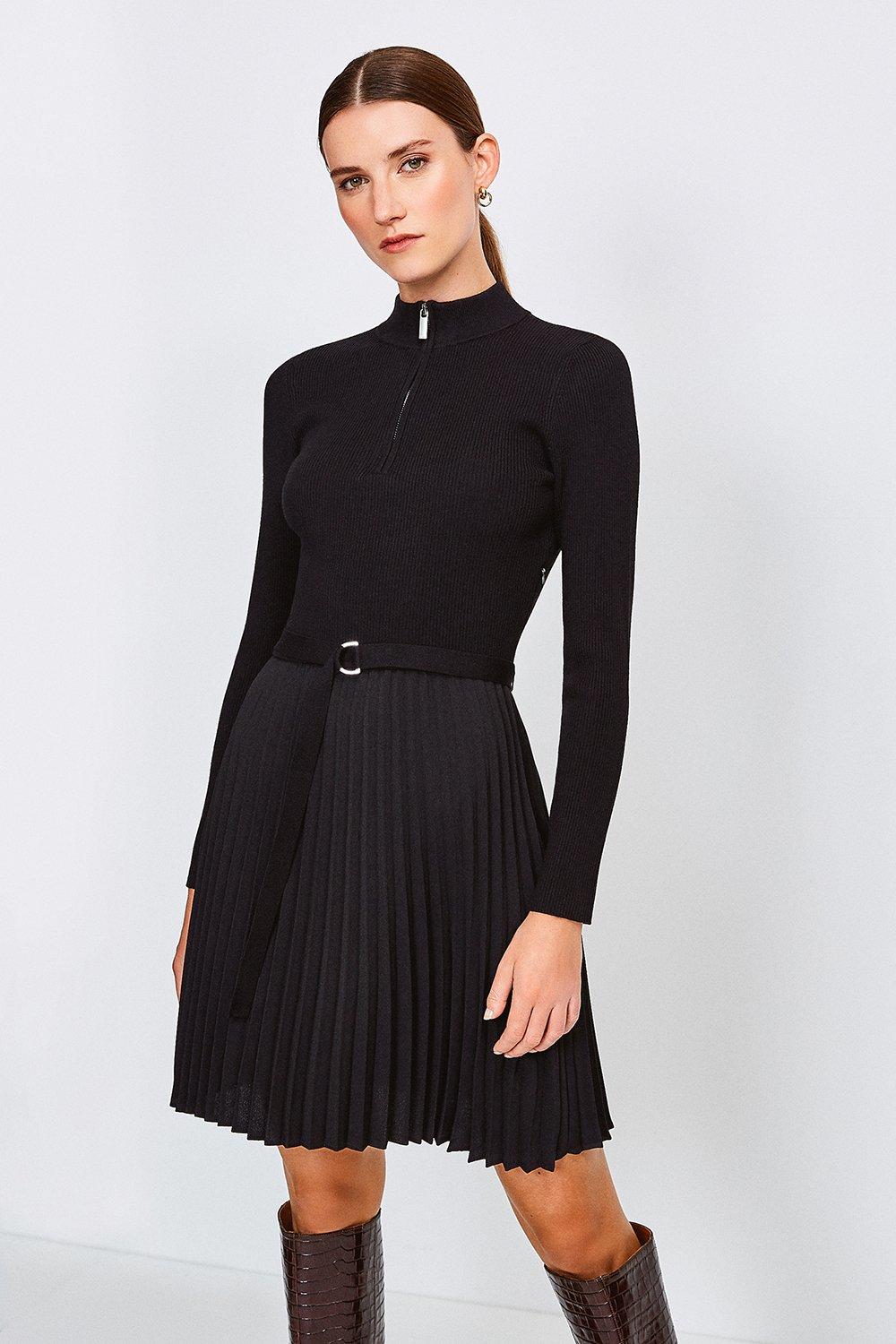 Karen millen on sale black knit dress