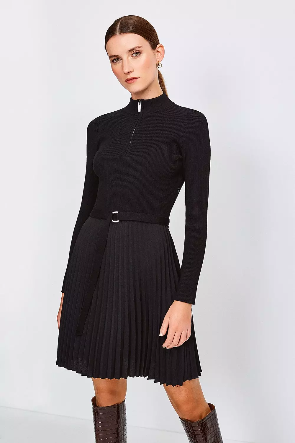 Pleated Short Skirt Knitted Dress Karen Millen