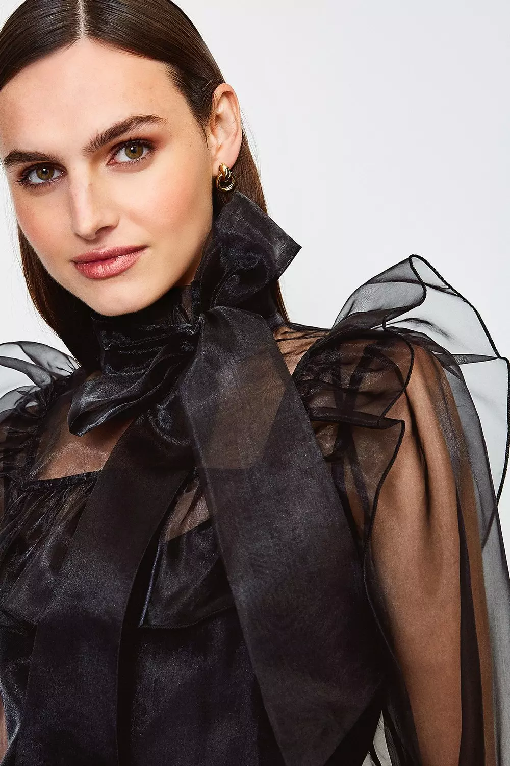 Black organza wrap blouse – Eloli