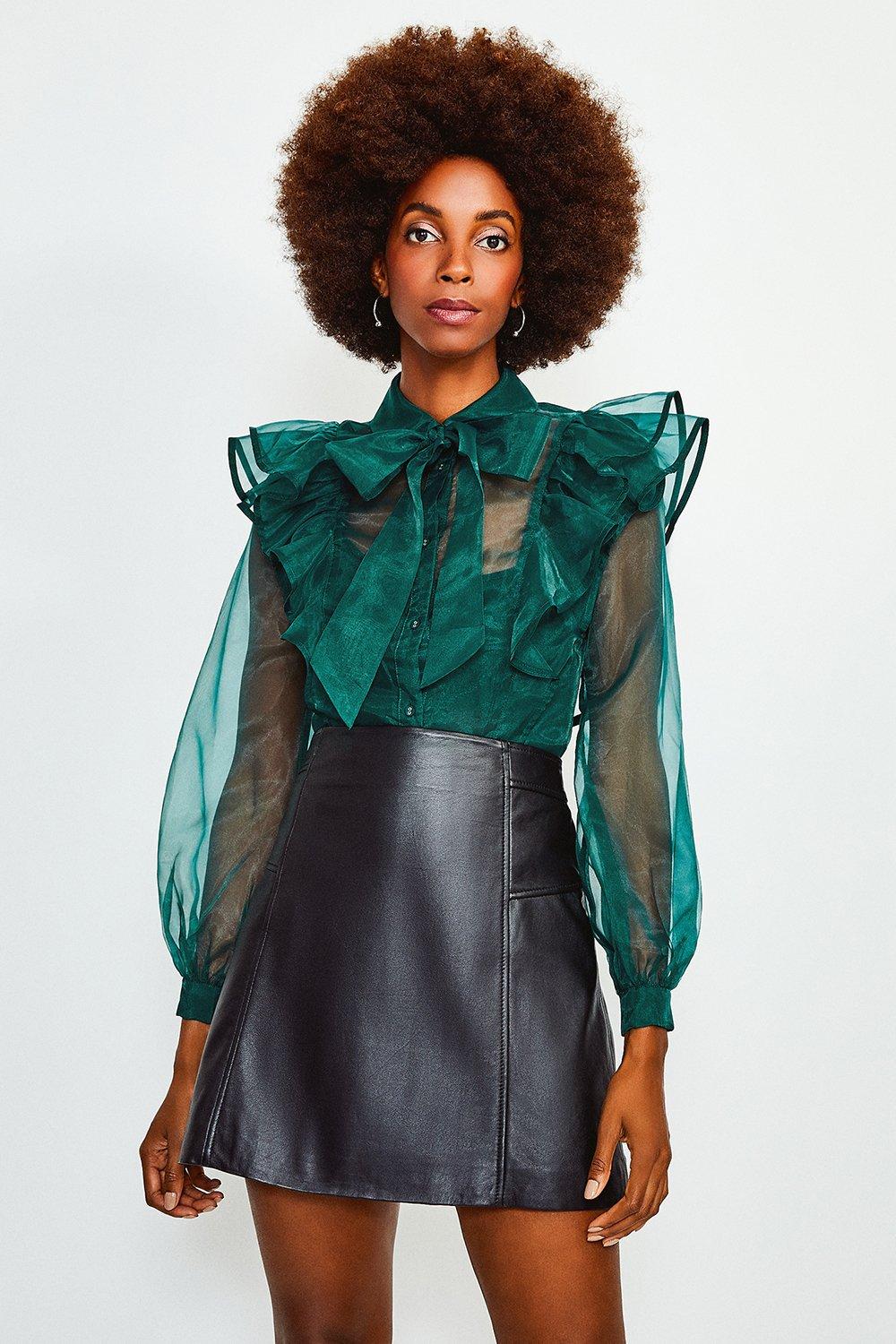 green organza top