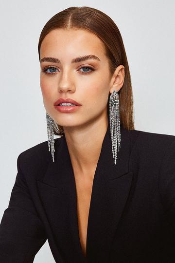 Diamante Statement Earrings silver